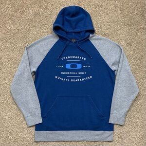 Oakley Sweater Mens Large Blue Gray Casual Hoodie Pocket Sweatshirt Pullover